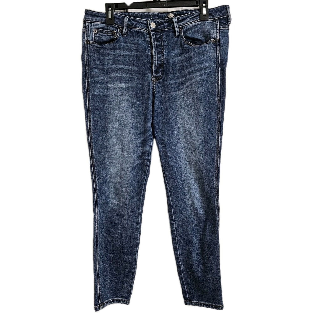 Free People Skinny Jeans Women‎ 31 Blue Button Fly High Rise Stretch Denim Ankle